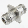 N Female (Jack) to N Female (Jack) 4 Hole Flange Adapter, Passivated Stainless Steel Body, 1.15 VSWR - SM4037 - Fairview Microwave Inc.