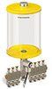 Yellow Color Key, Clear View Multiple Feed Electro Lubricator, 1/2 gal Acrylic Reservoir, 7 Feeds, 1/8