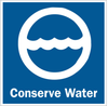 Brady B-120 Fiberglass Reinforced Polyester Square Blue Conservation Sign - 12 in Width x 12 in Height - TEXT: CONSERVE WATER - 76879 - 754476-76879 - R. S. Hughes Company, Inc.