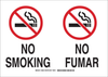 Brady B-120 Fiberglass Reinforced Polyester Rectangle White Smoking Not Permitted Sign - 10 in Width x 7 in Height - Language English / Spanish - TEXT: NO SMOKING / NO FUMAR - 122802 - 754473-71764 - R. S. Hughes Company, Inc.