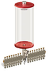 Red Color Key, Clear View Multiple Feed Electro Lubricator, 1 gal Acrylic Reservoir, 16 Feeds, 1/4” OD Tube Outlets, 120V/60Hz - B5162-128AB1612061RW - Oil-Rite Corp.