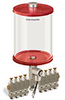 Red Color Key, Clear View Multiple Feed Electro Lubricator, 1/2 gal Pyrex Reservoir, 8 Feeds, 1/8