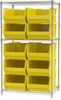 Akro-Mils Akrobin 2000 lb Adjustable Yellow Chrome Steel Open Adjustable Fixed Shelving System - 10 Bins - 2000 lb Total Capacity - AWS24361288 YELLOW - AWS24361288 YELLOW - R. S. Hughes Company, Inc.