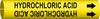 Brady Bradysnap-On B-915 Black on Yellow Plastic Snap-On Pipe Marker - 1/2 in Character Height - Printed Msg = HYDROCHLORIC ACID with Right Arrow - 4085-A - 754476-48328 - R. S. Hughes Company, Inc.