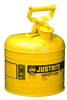 Justrite Yellow Steel 2 gal Safety Can - 13 3/4 in Height - 9 1/2 in Overall Diameter - 697841-14000 - 697841-14000 - R. S. Hughes Company, Inc.