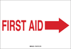 Brady B-555 Aluminum Rectangle White First Aid Sign - 10 in Width x 7 in Height - TEXT: FIRST AID - 41231 - 754476-41231 - R. S. Hughes Company, Inc.