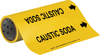 Brady B-946 Black on Yellow Vinyl Self-Adhesive Pipe Marker - 12 in Height - 30 ft Length - Printed Msg = CAUSTIC SODA with Left Arrow - 15516 - 754476-15516 - R. S. Hughes Company, Inc.