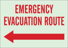 Brady Bradyglo B-324 Polyester Rectangle Green Emergency & Fire Exit Sign - 14 in Width x 10 in Height - Glow in the Dark - TEXT: EMERGENCY EVACUATION ROUTE - 90623 - 754476-90623 - R. S. Hughes Company, Inc.