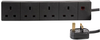 Extension Lead, 4Gang, Black, 1M; No. Of Outlets Pro Elec - 54M3199 - Newark, An Avnet Company
