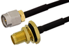 SMA Male to SMA Female Bulkhead Semi-Flexible Precision Cable 24 Inch Length Using PE-SR405FLJ Coax, LF Solder, RoHS - PE39433-24 - Pasternack