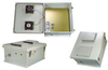 18x16x08 Fiberglass Polyester FRP Weatherproof Outdoor IP24 NEMA 3R Enclosure, 240 VAC Universal Outlet Mount PLT, MECH Thermostat Fan Gray - TEF181608-E0F - Transtector Systems, Inc.