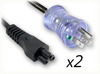 NEMA 5-15P HG CLEAR to IEC-60320-C5 x 2 HOME // Power Cords // Hospital Grade Power Cords // Y Cords (2-Way Splitter) - 0482.180 - Quail Electronics