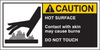 Brady B-302 White / Yellow on Black Polyester Machine & Equipment Safety Label - 5 in Width - 2 1/2 in Height - Printed Text = CAUTION - HOT SURFACE CONTACT WITH SKIN MAY CAUSE BURNS DO NOT TOUCH - 96 - 754476-96171 - R. S. Hughes Company, Inc.
