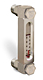 Aluminum Liquid Level Gage with Card Thermometer, 4” Centerline, 3/8