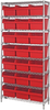 Open Wire Shelving, 8Shelves, 21Bin, Red; Shelving Unit Type Quantum Storage - 44AC8542 - Newark, An Avnet Company