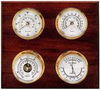 4 Instrument Weather Station - Observer, PVD Brass cases, Silver dials, Mahogany panel -  - Maximum Weather Instruments