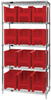 Open Wire Shelving, 5Shelves, 12Bin, Red; Shelving Unit Type Quantum Storage - 44AC8157 - Newark, An Avnet Company