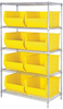 Open Wire Shelving, 5Shelves, 8Bins, Yel; Shelving Unit Type Quantum Storage - 44AC8174 - Newark, An Avnet Company