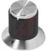 Knob, Round with Arrow on Dial, Machined Aluminum, Black, .50 Inches Diameter - 70206915 - Allied Electronics, Inc.