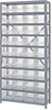 Open Shelving, 10Shelves, 36Bins, Clear; Shelving Unit Type Quantum Storage - 42AC8749 - Newark, An Avnet Company