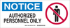 Brady B-120 Fiberglass Reinforced Polyester Rectangle White Restricted Area / No Trespassing Sign - 17 in Width x 7 in Height - TEXT: NOTICE AUTHORIZED PERSONNEL ONLY - 95284 - 754476-95284 - R. S. Hughes Company, Inc.