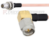 Slide-On BMA Plug Bulkhead to RA SMA Male Cable RG405 Type .086 Coax in 12 Inch - FMCA1597-12 - Fairview Microwave Inc.
