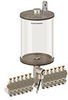 Levelux Clear View Multiple Feed Electro Lubricator, 1/2 gal Pyrex Reservoir, 12 Feeds, 1/8