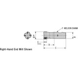 HushCut® Series End Mill -- EM90L-075R-75W
