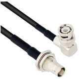 BNC Male Right Angle to BNC Female Bulkhead Mount Using Flexible RG58 Coax Cable 12" -- MTCA00006-12