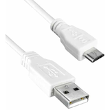 USB 2.0 A Male to USB 2.0 Micro B Male, White color, 28/28AWG, 6FT Length -- 3025013-06