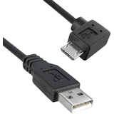 USB 2.0 A Male to USB 2.0 Micro B Male Right Angle, Black color, 28/24AWG, 3FT Length -- 3021078-03