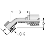 45° BSPP Female 60° Cone with O-Ring -- B-0404-FBO4