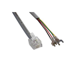 Amphenol MP-5FRJ11SLPS-001 Flat Silver Satin Modular Phone Cable Cable - RJ11 Plug to 4-Conductor Spade Lugs 1ft -- MP-5FRJ11SLPS-001